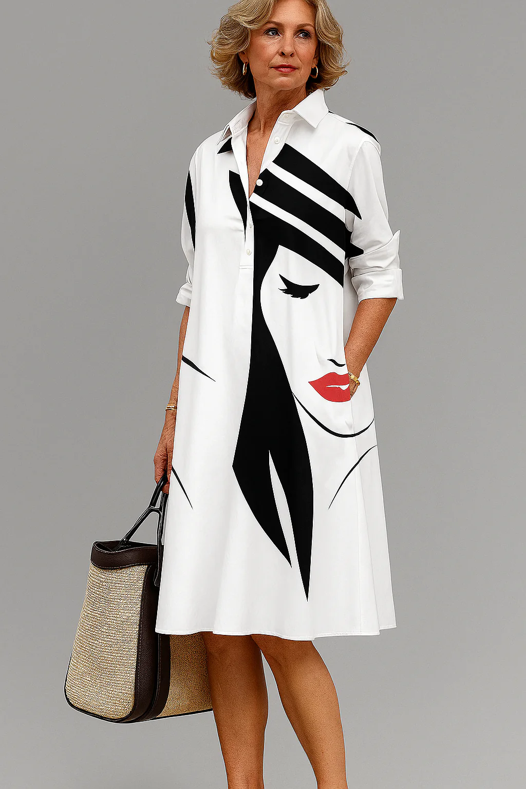 Loreto™ Vestido Geométrico Midi