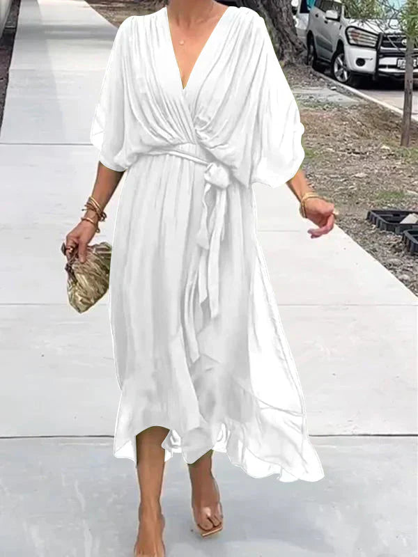 Renata™ Vestido de Gasa Escote V