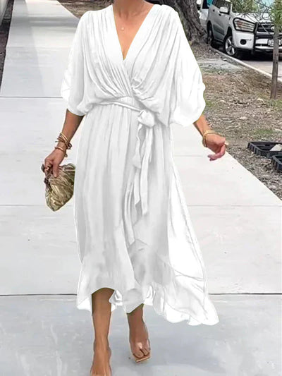 Renata™ Vestido de Gasa Escote V