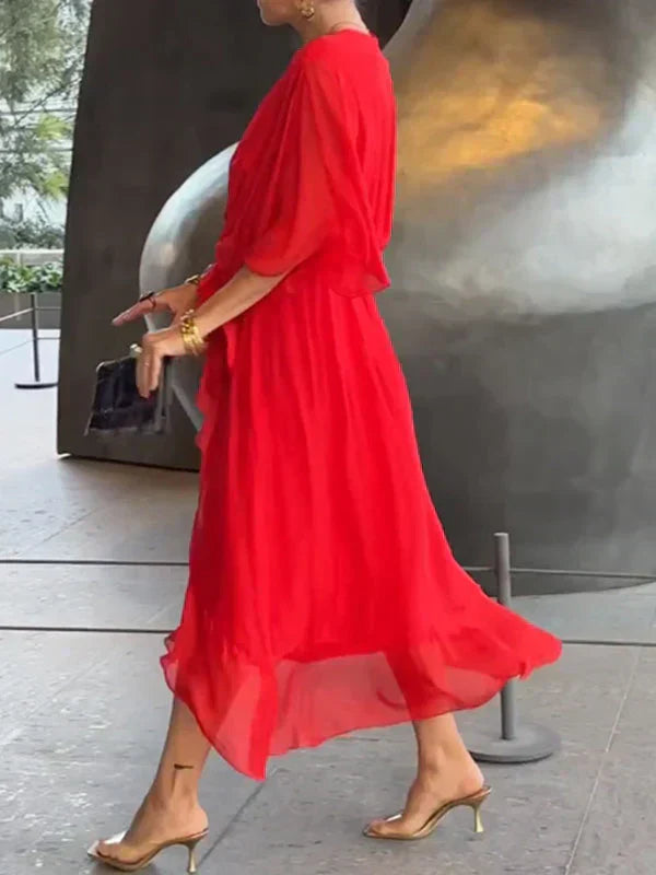 Renata™ Vestido de Gasa Escote V